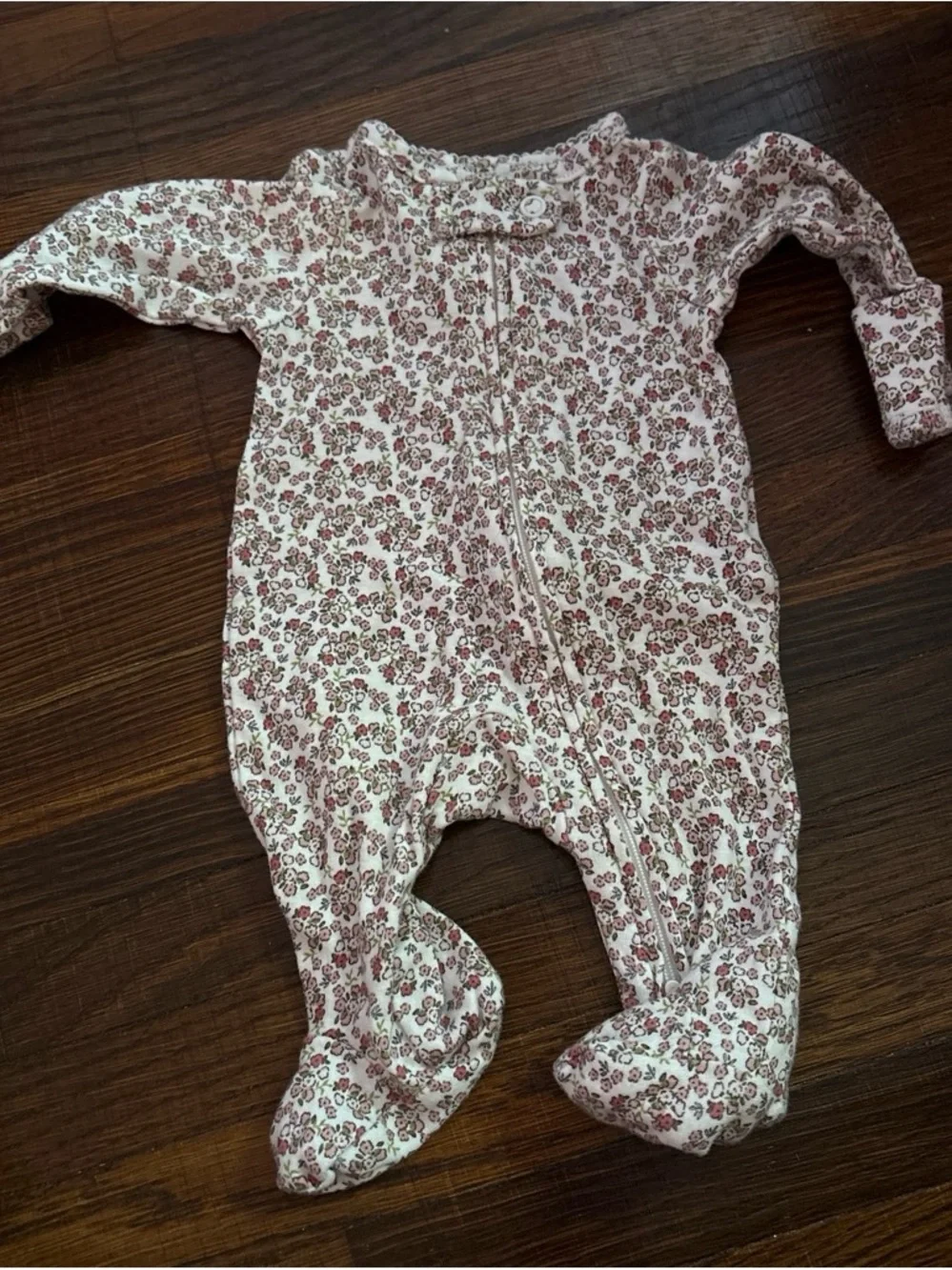 Carter's Pink and Green Floral Newborn Footed Sleepsuit